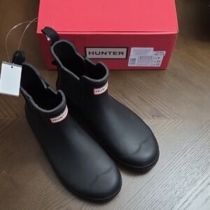 Hunter Chelsea Black Short Rain Boots Women's Size 10 Black